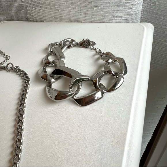 Aldo Chunky Silver Chain with Bracelet - Picture 2 of 3